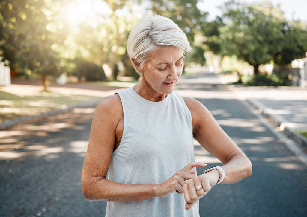 Fitness runner with smartwatch