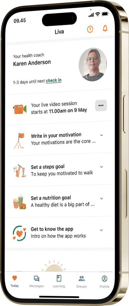 Liva app dashboard screenshot